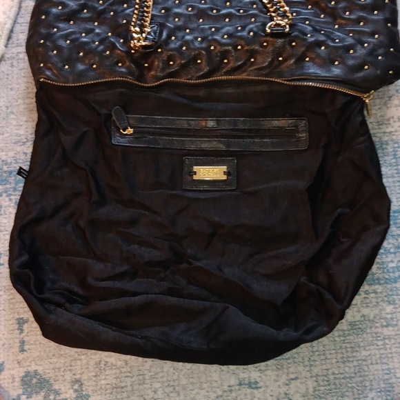 Badgley Mischka handbag black leather gold pearl - Picture 9 of 9